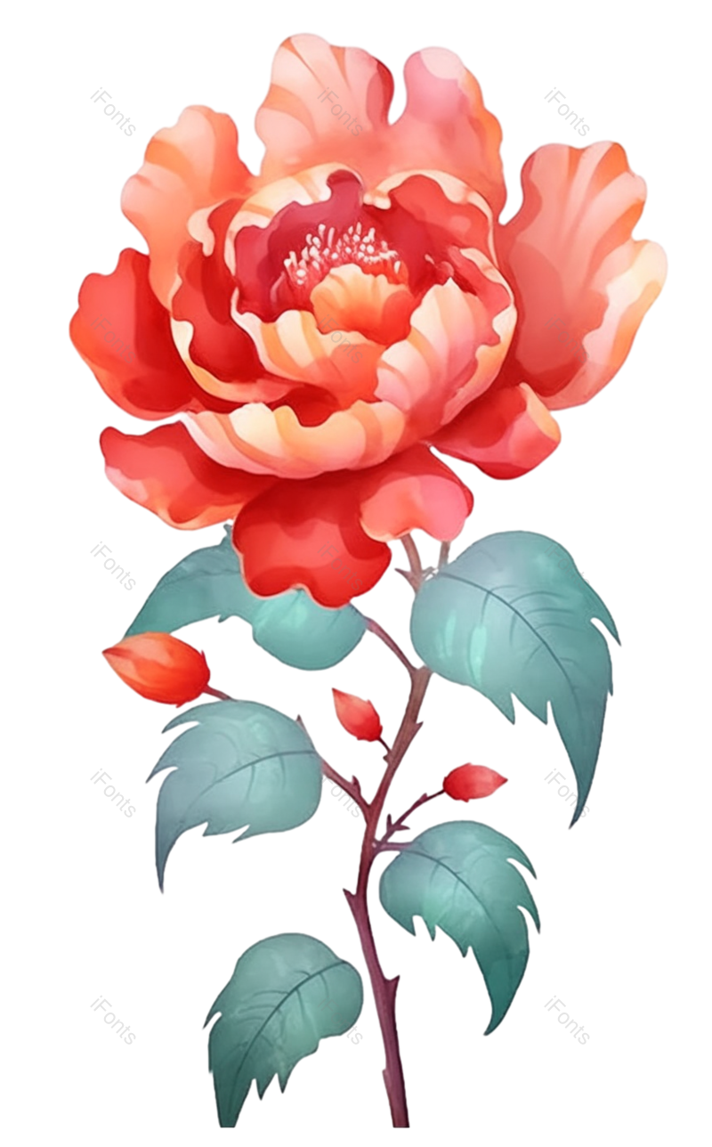 红色的花图片,白色背景元素,植物PNG,免抠素材
